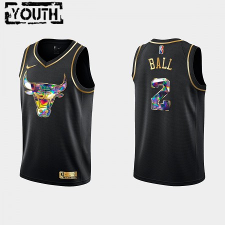 Kinder NBA Chicago Bulls Trikot Lonzo Ball 2 Nike 2021-2022 Schwarz Golden Edition 75th Anniversary Diamond Swingman